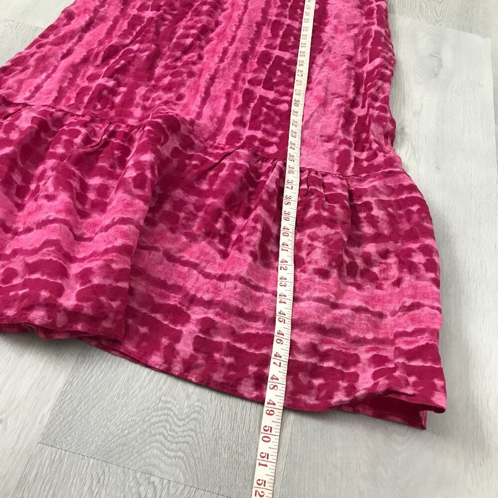 ALLEGRA MASETTI 100% LINEN MAXI DRESS PINK BATIK SLEEVELESS PULLOVER - Picture 4 of 8